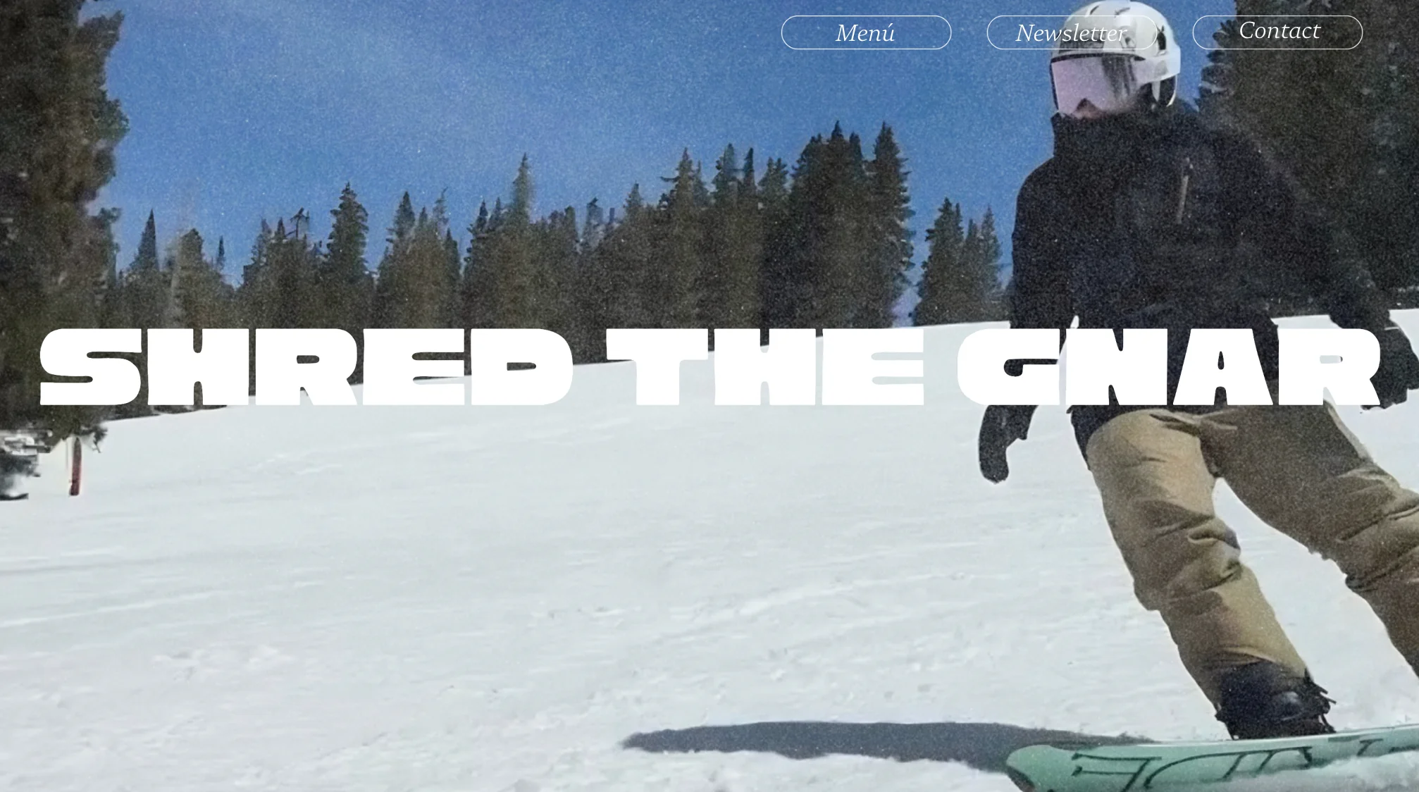 Shred the Gnar snowboarding website banner